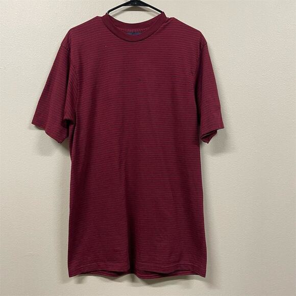 Puritan Men's Burgundy Striped Short Sleeve Crew Neck T-Shirt Size M - Picture 1 of 7
